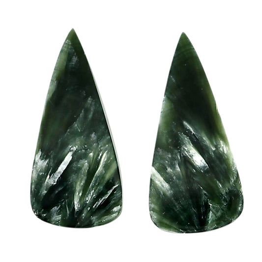 Russian Seraphinite Pair 13.1x28x4 mm Pear Shape Polished Gemstone LS35-04416