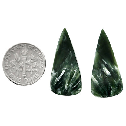 Russian Seraphinite Pair 13.1x28x4 mm Pear Shape Polished Gemstone LS35-04416
