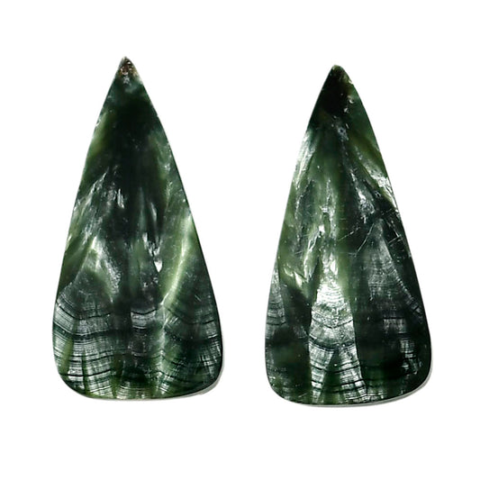 Russian Seraphinite Pair 12.6x25.3x3.5 mm Pear Shape Polished Gemstone LS35-04417
