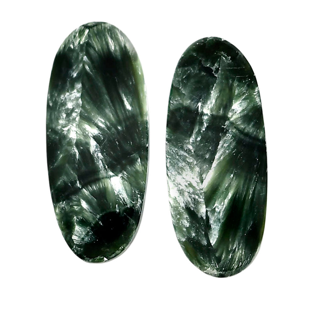 Russian Seraphinite Pair 13x30.1x4 mm Oval Shape Polished Gemstone LS35-04418