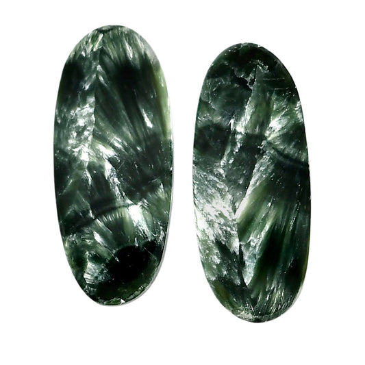 Russian Seraphinite Pair 13x30.1x4 mm Oval Shape Polished Gemstone LS35-04418
