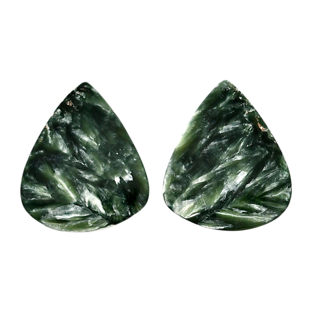 Russian Seraphinite Pair 17x20x4 mm Pear Shape Polished Gemstone LS35-04419
