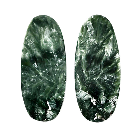 Russian Seraphinite Pair 12.3x28.6x4.5 mm Oval Shape Polished Gemstone LS35-04420