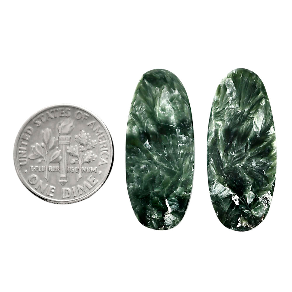Russian Seraphinite Pair 12.3x28.6x4.5 mm Oval Shape Polished Gemstone LS35-04420