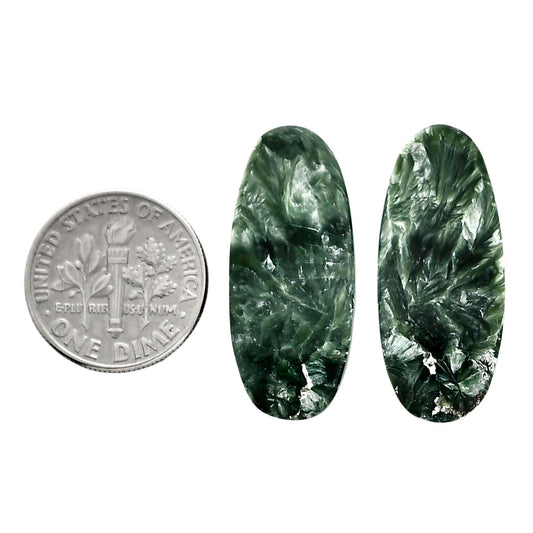 Russian Seraphinite Pair 12.3x28.6x4.5 mm Oval Shape Polished Gemstone LS35-04420