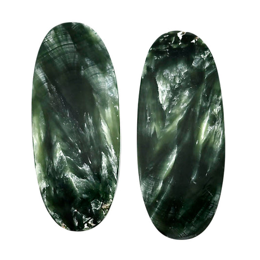 Russian Seraphinite Pair 13.5x31.75x4 mm Oval Shape Polished Gemstone LS35-04421