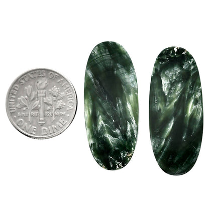 Russian Seraphinite Pair 13.5x31.75x4 mm Oval Shape Polished Gemstone LS35-04421