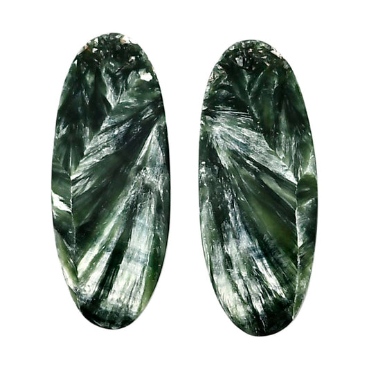 Russian Seraphinite Pair 11x26.85x4 mm Oval Shape Polished Gemstone LS35-04422