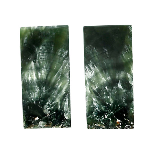 Russian Seraphinite Pair 10x21.3x3.5 mm Baguette Shape Polished Gemstone LS35-04423
