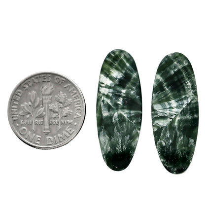 Russian Seraphinite Pair 10.7x10.6x4 mm Oval Shape Polished Gemstone LS35-04425