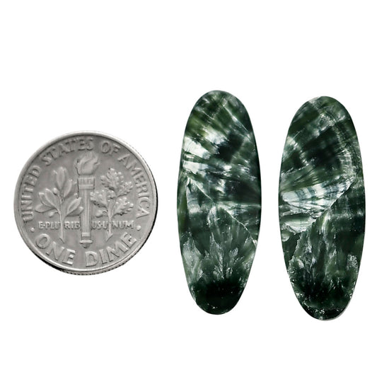 Russian Seraphinite Pair 10.7x10.6x4 mm Oval Shape Polished Gemstone LS35-04425