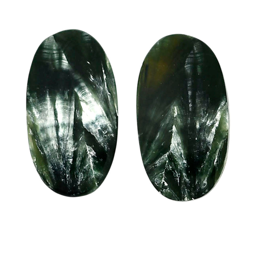 Russian Seraphinite Pair 12x21.6x4 mm Oval Shape Polished Gemstone LS35-04426