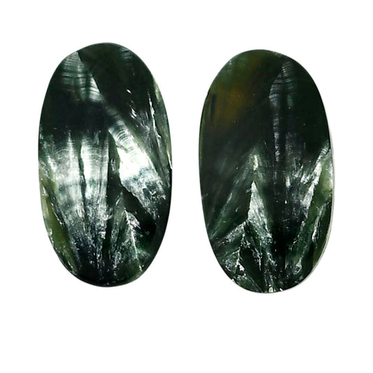 Russian Seraphinite Pair 12x21.6x4 mm Oval Shape Polished Gemstone LS35-04426