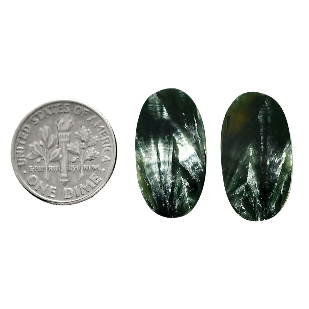 Russian Seraphinite Pair 12x21.6x4 mm Oval Shape Polished Gemstone LS35-04426