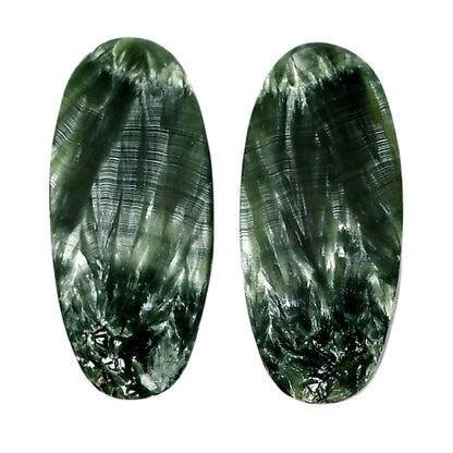 Russian Seraphinite Pair 12.2x26.65x3.5 mm Oval Shape Polished Gemstone LS35-04427