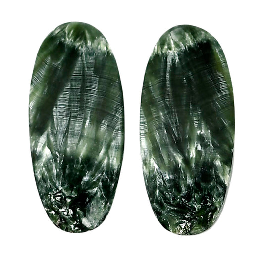 Russian Seraphinite Pair 12.2x26.65x3.5 mm Oval Shape Polished Gemstone LS35-04427