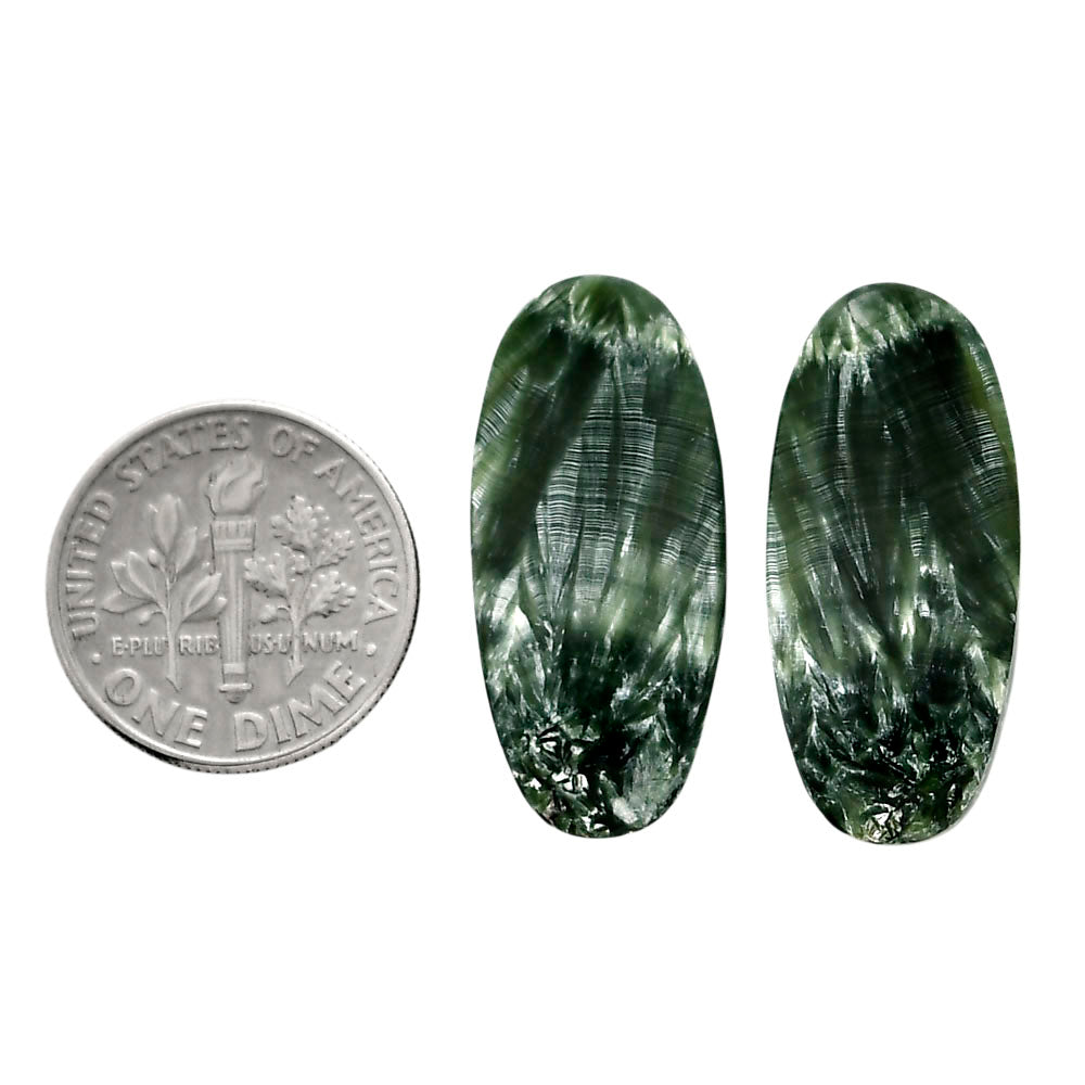 Russian Seraphinite Pair 12.2x26.65x3.5 mm Oval Shape Polished Gemstone LS35-04427