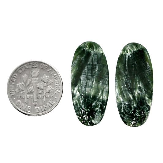 Russian Seraphinite Pair 12.2x26.65x3.5 mm Oval Shape Polished Gemstone LS35-04427