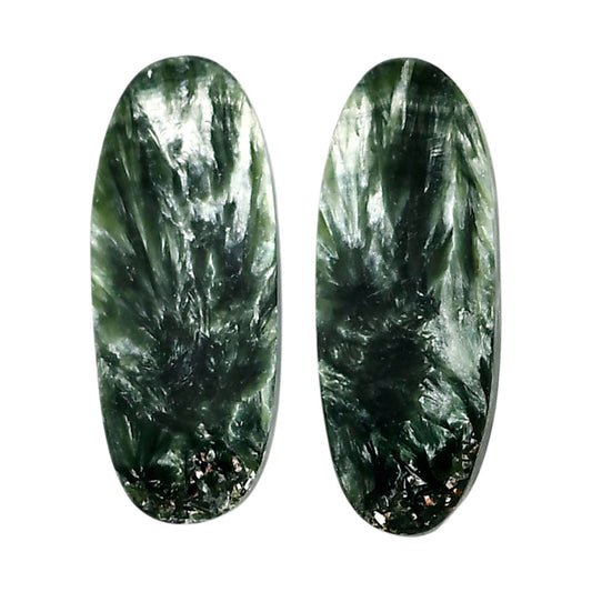 Russian Seraphinite Pair 11.3x28.6x4 mm Oval Shape Polished Gemstone LS35-04428