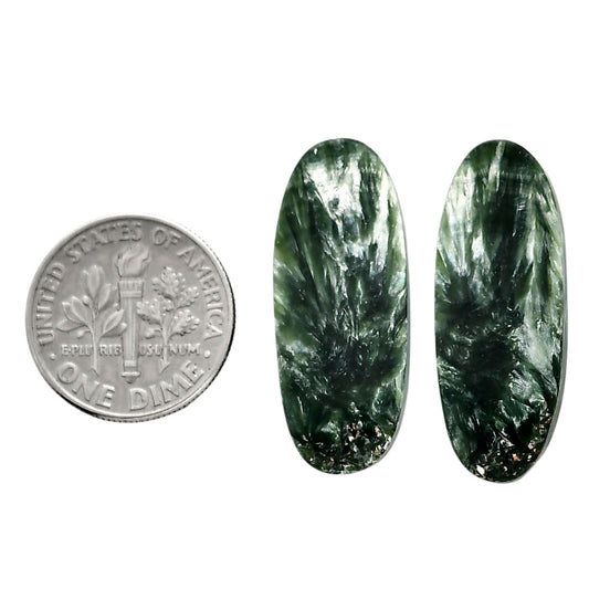 Russian Seraphinite Pair 11.3x28.6x4 mm Oval Shape Polished Gemstone LS35-04428