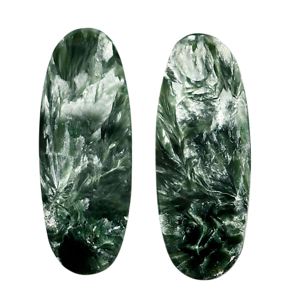Russian Seraphinite Pair 11x28.4x4.5 mm Oval Shape Polished Gemstone LS35-04429