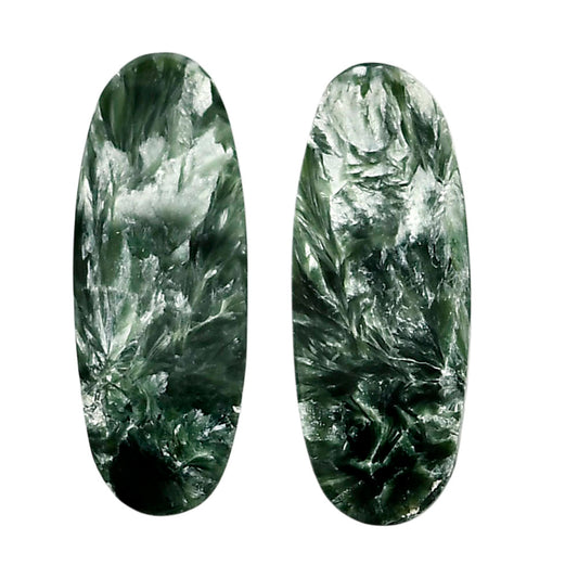 Russian Seraphinite Pair 11x28.4x4.5 mm Oval Shape Polished Gemstone LS35-04429