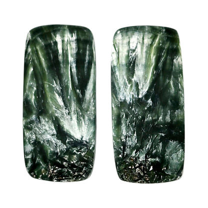Russian Seraphinite Pair 11.5x24.7x3.5 mm Baguette Shape Polished Gemstone LS35-04431