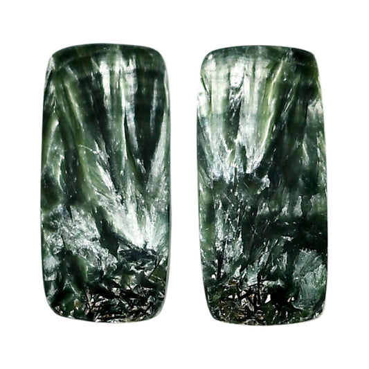 Russian Seraphinite Pair 11.5x24.7x3.5 mm Baguette Shape Polished Gemstone LS35-04431