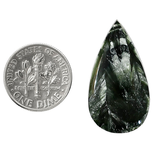 Russian Seraphinite 16.3x29.6x5 mm Pear Shape Polished Gemstone LS35-05151