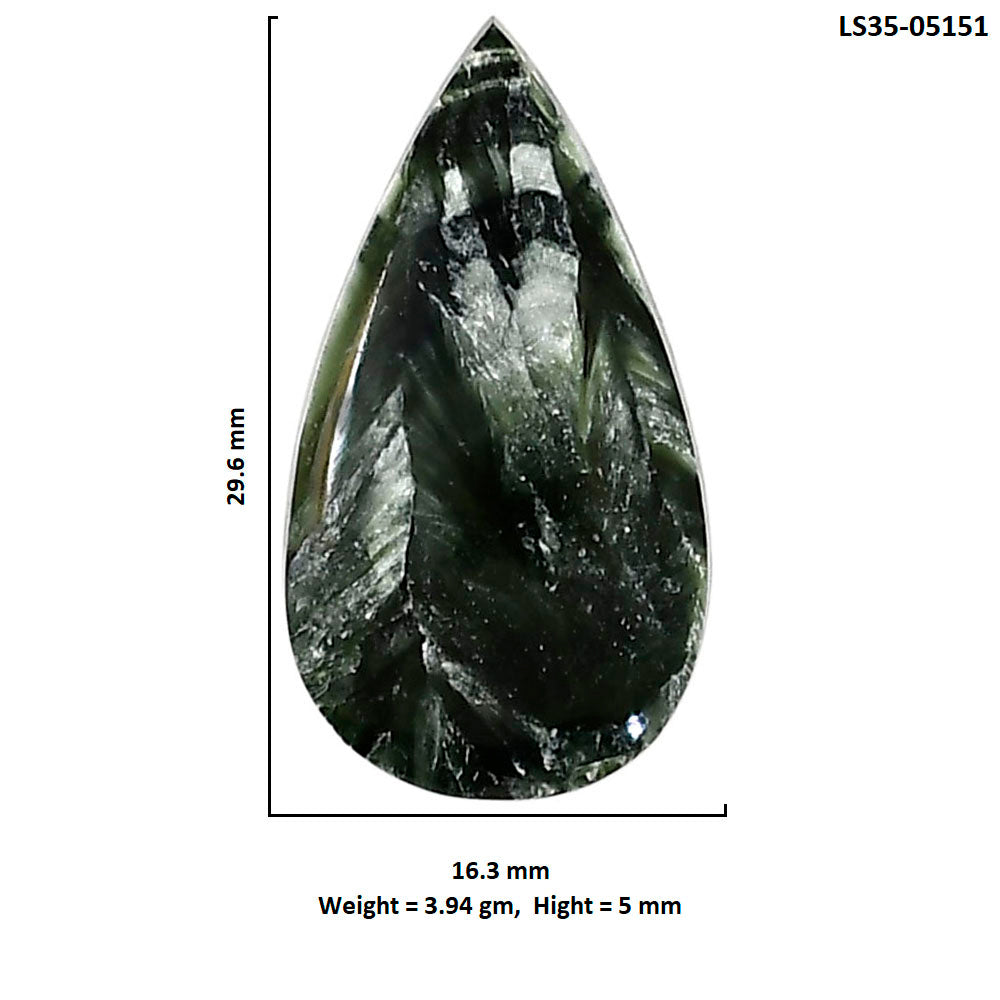 Russian Seraphinite 16.3x29.6x5 mm Pear Shape Polished Gemstone LS35-05151
