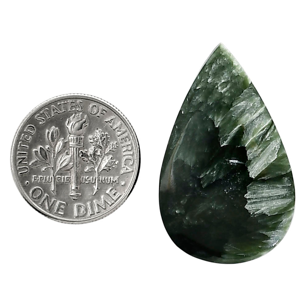 Russian Seraphinite 19x30.35x5 mm Pear Shape Polished Gemstone LS35-05152