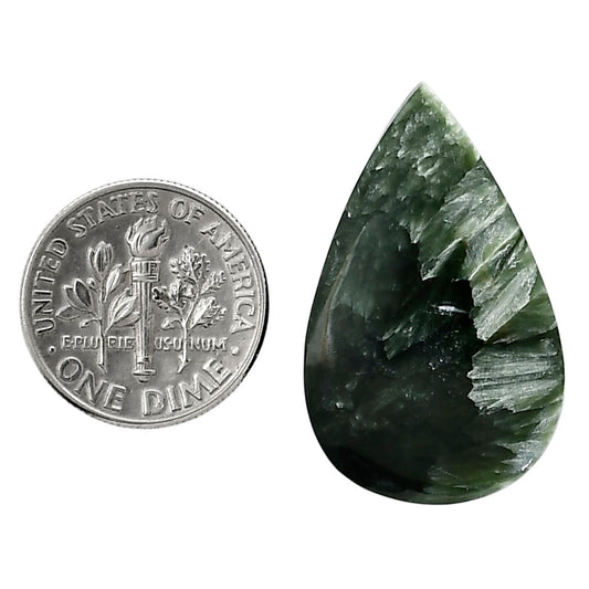 Russian Seraphinite 19x30.35x5 mm Pear Shape Polished Gemstone LS35-05152