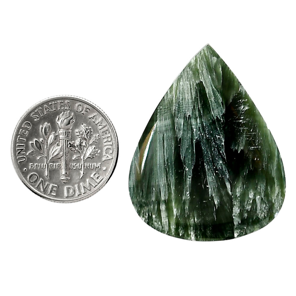 Russian Seraphinite 26x32.7x5 mm Pear Shape Polished Gemstone LS35-05153
