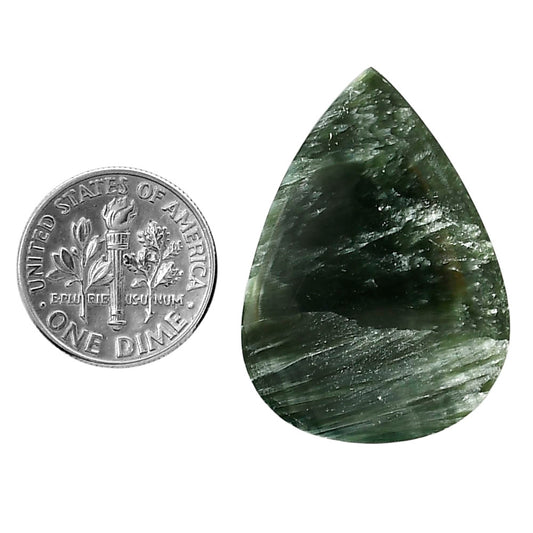 Russian Seraphinite 24x33.45x5 mm Pear Shape Polished Gemstone LS35-05160