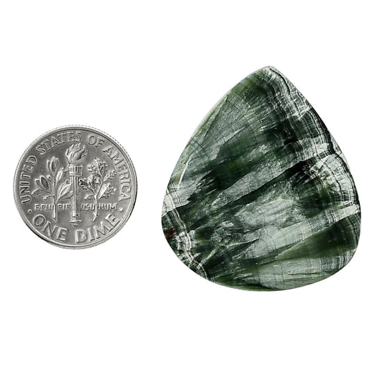 Russian Seraphinite 28.6x32.55x5 mm Pear Shape Polished Gemstone LS35-05164