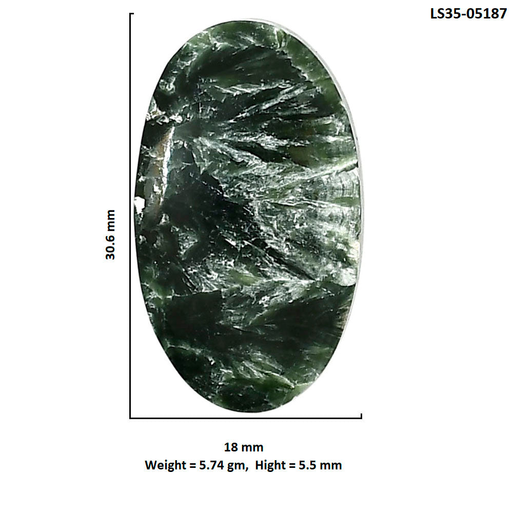 Russian Seraphinite 18x30.6x5.5 mm Oval Shape Polished Gemstone LS35-05187