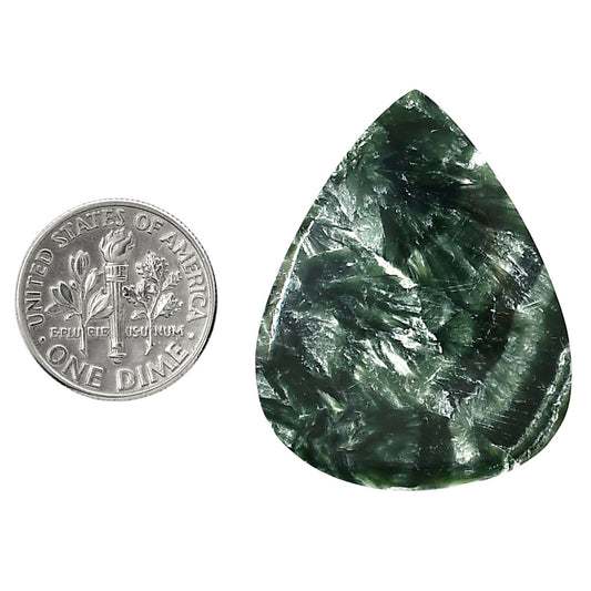 Russian Seraphinite 28x35.3x6 mm Pear Shape Polished Gemstone LS35-05203