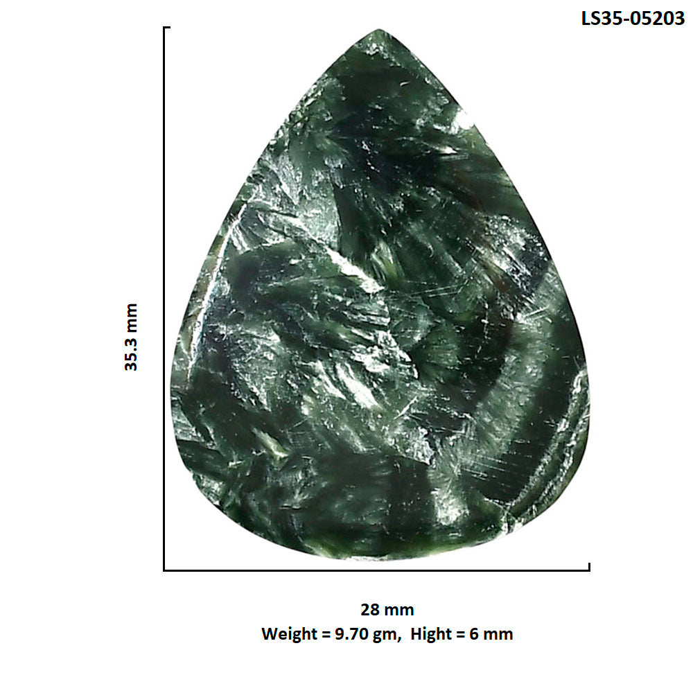 Russian Seraphinite 28x35.3x6 mm Pear Shape Polished Gemstone LS35-05203