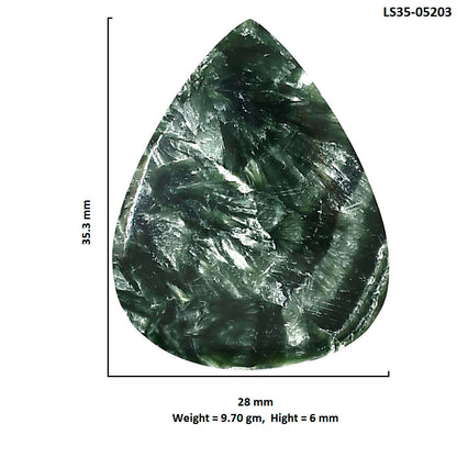 Russian Seraphinite 28x35.3x6 mm Pear Shape Polished Gemstone LS35-05203