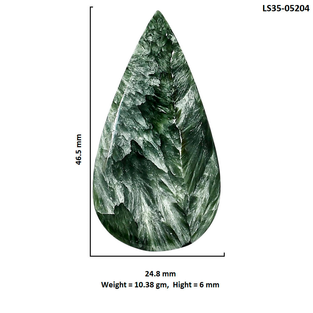 Russian Seraphinite 24.8x46.5x6 mm Pear Shape Polished Gemstone LS35-05204
