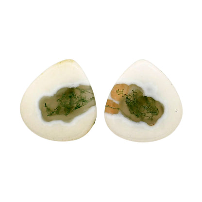 Horse Canyon Moss Agate Pair 14.8x16x4 mm Pear Shape Polished Gemstone LS36-04482