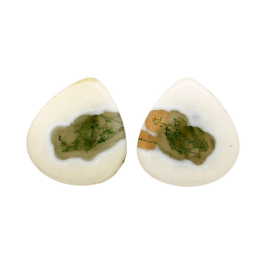 Horse Canyon Moss Agate Pair 14.8x16x4 mm Pear Shape Polished Gemstone LS36-04482