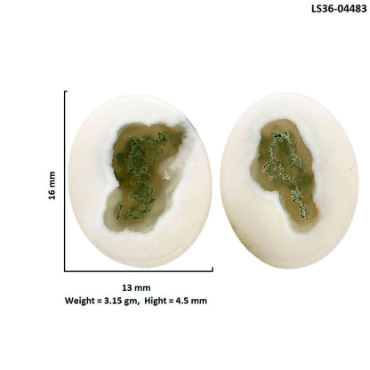 Horse Canyon Moss Agate Pair 13x16x4.5 mm Oval Shape Polished Gemstone LS36-04483
