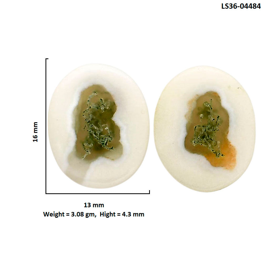 Horse Canyon Moss Agate Pair 13x16x4.3 mm Oval Shape Polished Gemstone LS36-04484