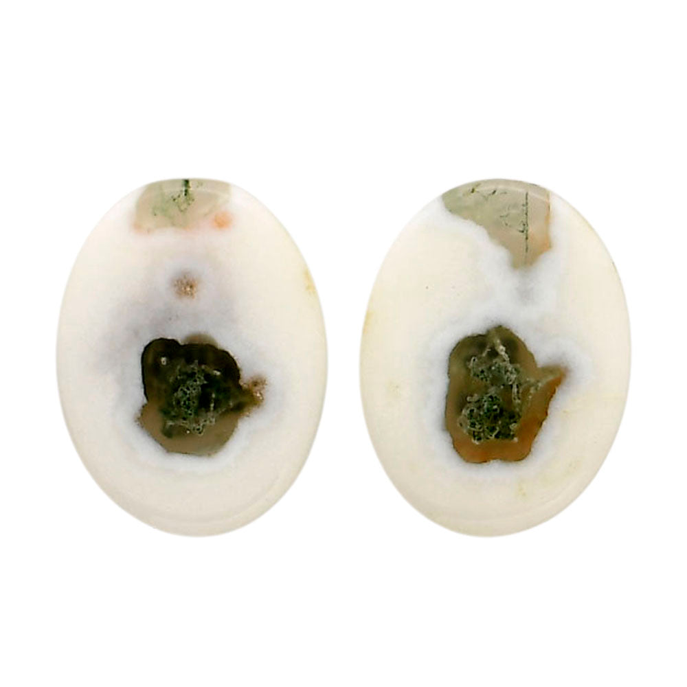 Horse Canyon Moss Agate Pair 13.3x17.5x4 mm Oval Shape Polished Gemstone LS36-04485
