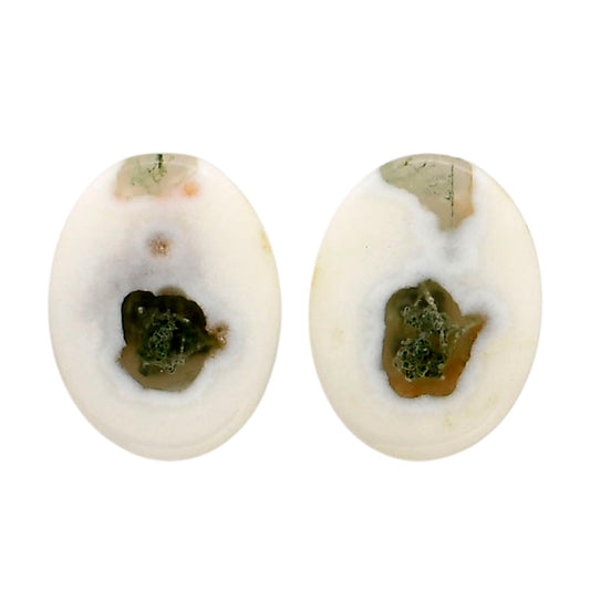 Horse Canyon Moss Agate Pair 13.3x17.5x4 mm Oval Shape Polished Gemstone LS36-04485