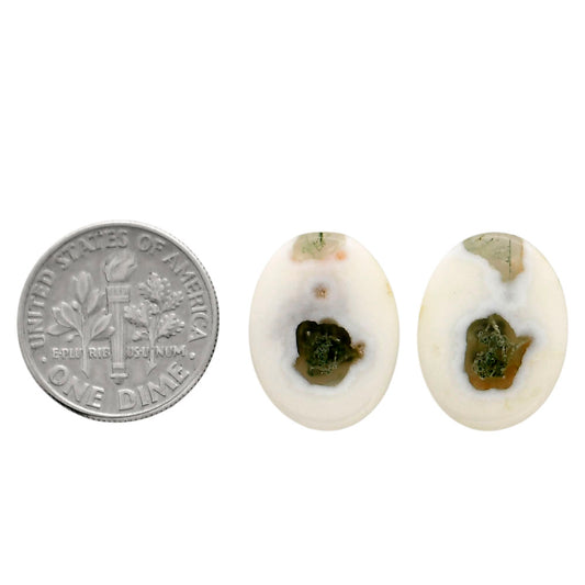 Horse Canyon Moss Agate Pair 13.3x17.5x4 mm Oval Shape Polished Gemstone LS36-04485