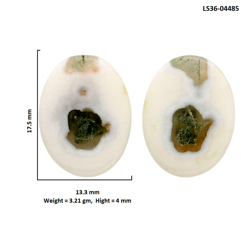 Horse Canyon Moss Agate Pair 13.3x17.5x4 mm Oval Shape Polished Gemstone LS36-04485