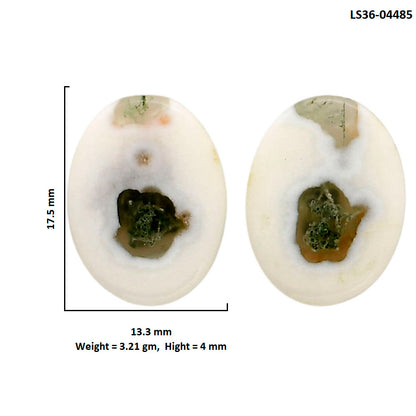 Horse Canyon Moss Agate Pair 13.3x17.5x4 mm Oval Shape Polished Gemstone LS36-04485