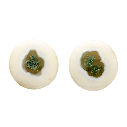 Horse Canyon Moss Agate Pair 14.5x14.5x4 mm Round Shape Polished Gemstone LS36-04492